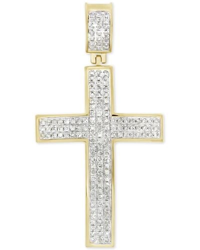 Macy's Diamond Cluster Cross Pendant (1/2 Ct. T.w. - Metallic