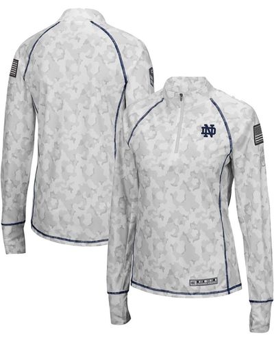 Colosseum Athletics Notre Dame Fighting Irish Oht Military-inspired Appreciation Officer Arctic Camo Fitted Lightweight 1/4-zip Jacket - Gray