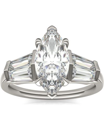 Charles & Colvard Moissanite Marquise Engagement Ring (3-1/3 Carat Total Weight Certified Diamond Equivalent) In 14k White Gold - Multicolor