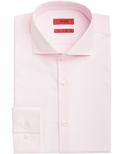 HUGO Boss Kason Slim-fit Solid Dress Shirt - Pink