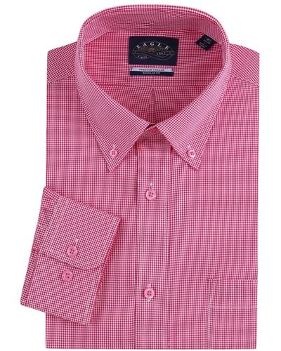 Eagle Stretch Collar Gingham Poplin Shirt - Pink