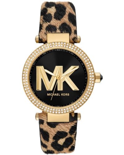 Michael Kors Parker Goldtone Stainless Steel, Crystal & Leather Strap Watch/39mm - Metallic