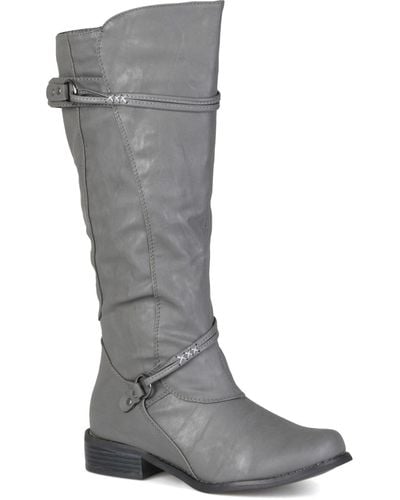 Journee Collection Extra Wide Calf Harley Boot - Gray