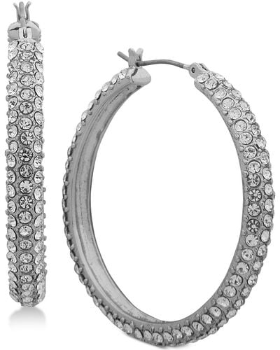 DKNY Micro-pave 1 2/3" Hoop Earrings - Metallic