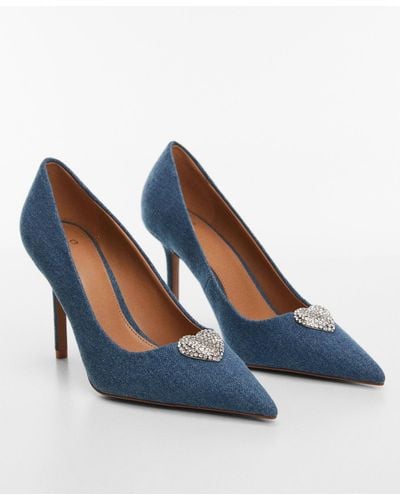 Mango Rhinestone Detail Denim Shoes - Blue