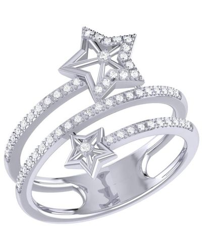 LuvMyJewelry Glowing Stars Spiral Design Sterling Silver Diamond Ring - White