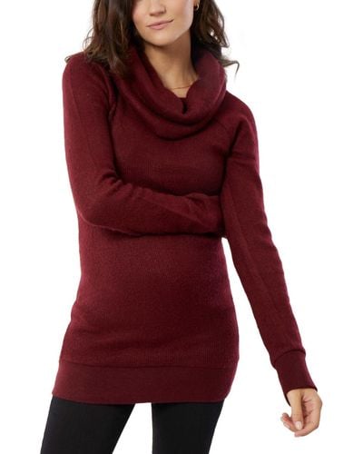 Ingrid & Isabel Maternity Cowl Neck Tunic Sweater - Red