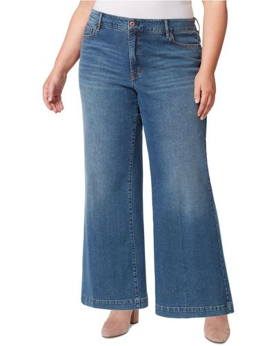 Jessica Simpson Trendy Plus Size True Love Trouser Wide-leg Jeans - Blue