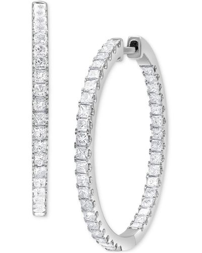 Macy's Diamond Princess In & Out Medium Hoop Earrings (2 Ct. T.w. - White