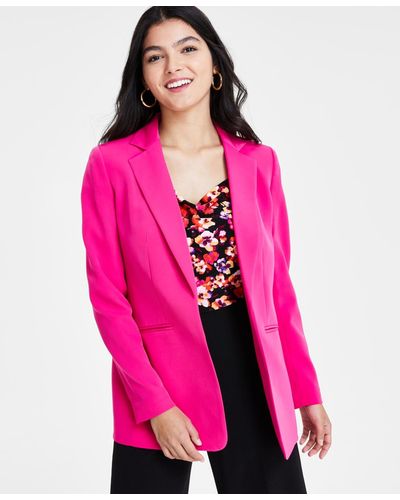 BarIII Notched-collar Open-front Blazer - Pink