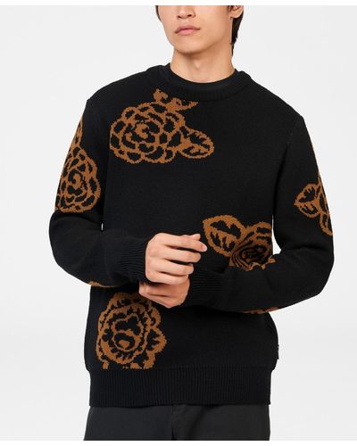 Ben Sherman Winter Floral Crew Sweater - Black