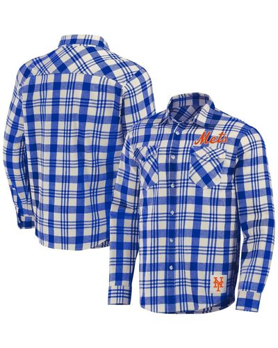 Fanatics Darius Rucker Collection By New York Mets Plaid Flannel Button-up Shirt - Blue