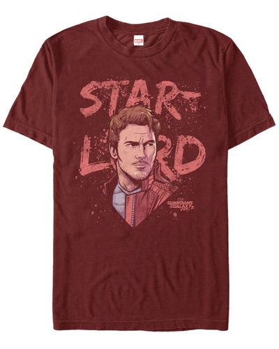 Fifth Sun Marvel Guardians Of The Galaxy Vol. 2 Painted Distressed Star Lord Short Sleeve T-shirt - Red