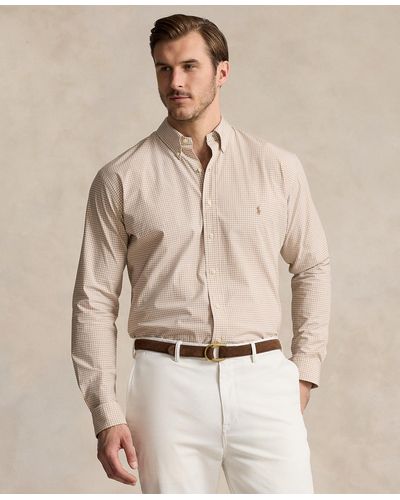 Polo Ralph Lauren Big & Tall Plaid Stretch Poplin Shirt - Natural
