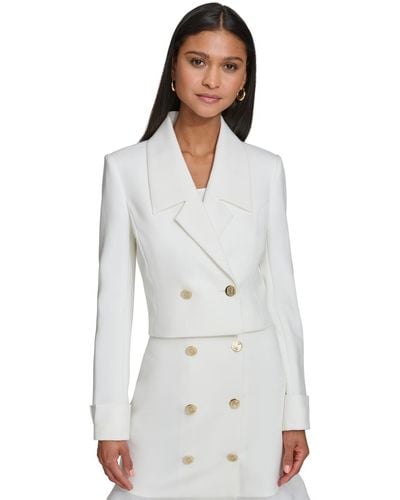 Karl Lagerfeld Paris Double-breasted Cropped Blazer - White