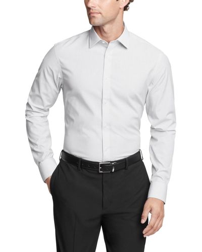 Calvin Klein Refined Cotton Stretch Slim Fit Wrinkle Resistant Dress Shirt - White