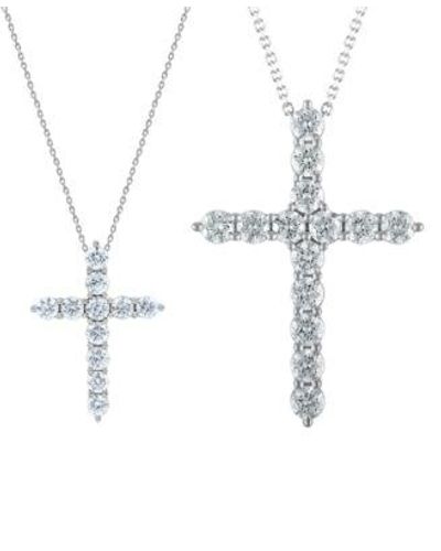 Macy's Diamond Cross Pendant Necklace 2 Ct. T.w. Or 3 Ct. T.w. In 14k - White