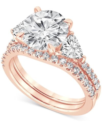 Badgley Mischka Certified Lab Grown Diamond Round Three Stone Bridal Set (4-1/4 Ct. T.w. - Pink