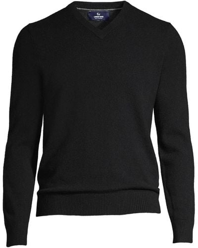 Lands' End Fine Gauge Cashmere V-neck Sweater - Black