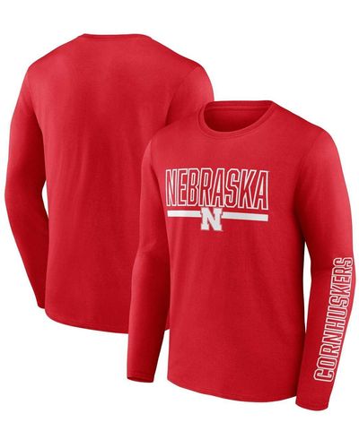 Profile Nebraska Huskers Big And Tall Two-hit Graphic Long Sleeve T-shirt - Red