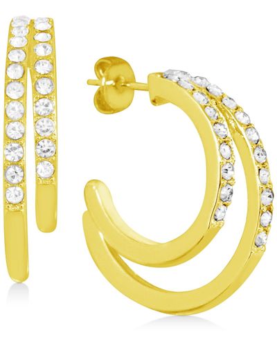 Essentials Crystal Double Small Hoop Earrings - Yellow