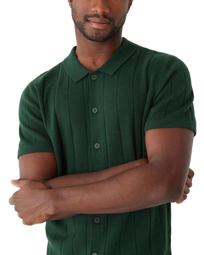 Frank And Oak Cotton Short-sleeve Sweater Polo Shirt - Green