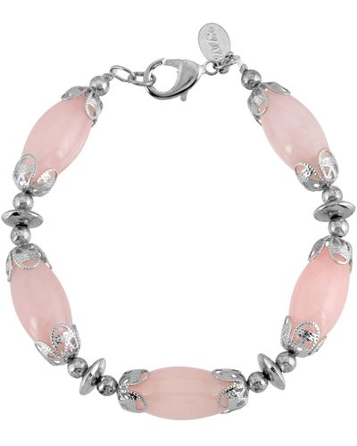 2028 Silver-tone Semi Precious Bead Bracelet - Pink