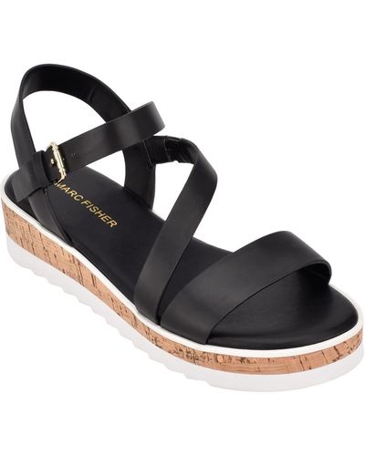 Marc Fisher Grandie Treaded Flatform Wedge Sandals - Black