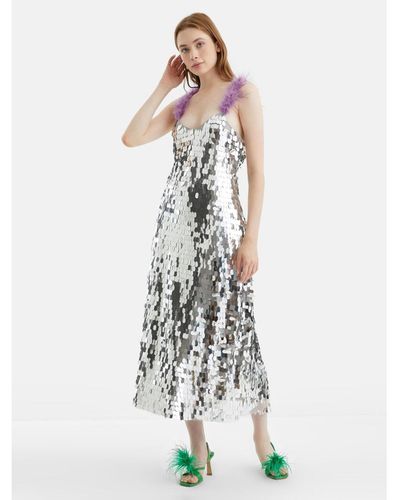 Nocturne Sequined Long Dress - White