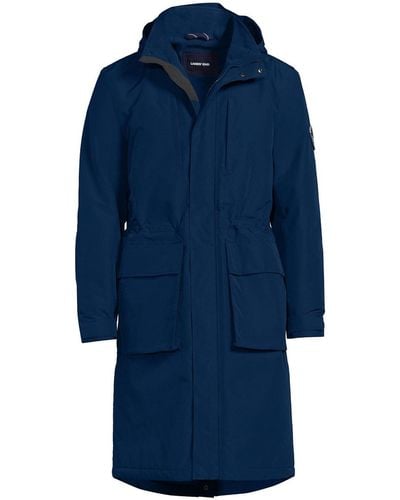 Lands' End Squall Waterproof Insulated Winter Stadium Coat - Blue