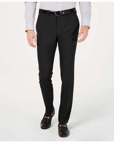 Kenneth Cole Gabardine Skinny/extra-slim Fit Performance Stretch Flat-front Dress Pants - Black