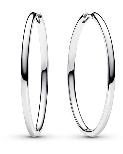 PANDORA Sterling 40 Mm Charm Hoop Earrings - White