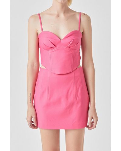 Grey Lab Sweetheart Neck Bustier Top - Pink