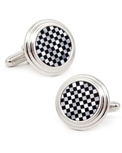 Cufflinks Inc. Onyx And Mother Of Pearl Checker Step Cufflinks - White