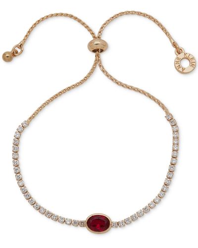 Anne Klein Gold-tone Crystal Oval Slider Tennis Bracelet - Metallic
