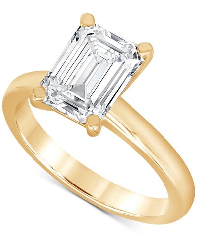 Badgley Mischka Certified Lab Grown Emerald-cut Solitaire Engagement Ring (3 Ct. T.w. - Metallic