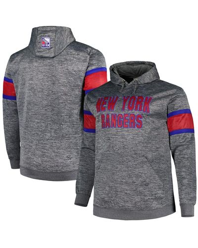 Profile New York Rangers Big And Tall Stripe Pullover Hoodie - Gray