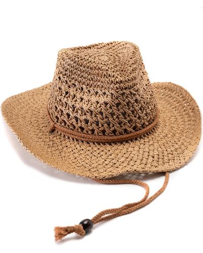 Vince Camuto Crochet Straw Cowboy Hat - White
