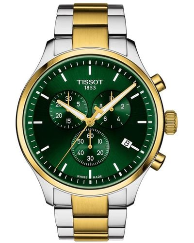 Tissot Swiss Chronograph Chrono Xl Classic Two-tone Stainless Steel Bracelet Watch 45mm - Green