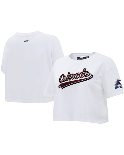 Pro Standard Colorado Avalanche Boxy Script Tail Cropped T-shirt - White