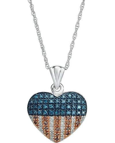 Macy's Diamond Flag Heart Pendant Necklace - Red