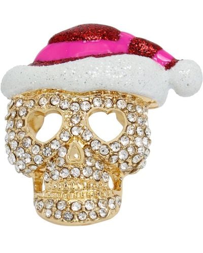 Betsey Johnson Faux Stone Santa Skull Cocktail Ring - Pink