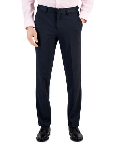 BOSS Hugo By Modern-fit Stretch Navy Mini-check Suit Pants - Blue