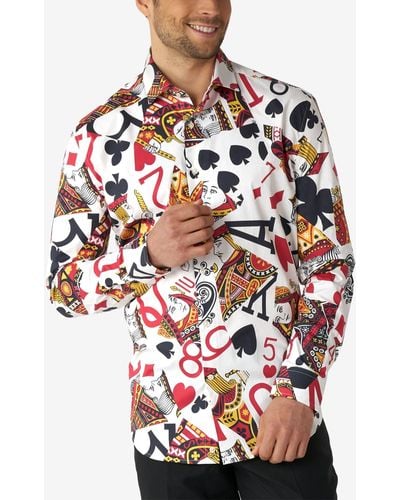 Opposuits King Of Clubs Poker Casino Dress Shirt - Red