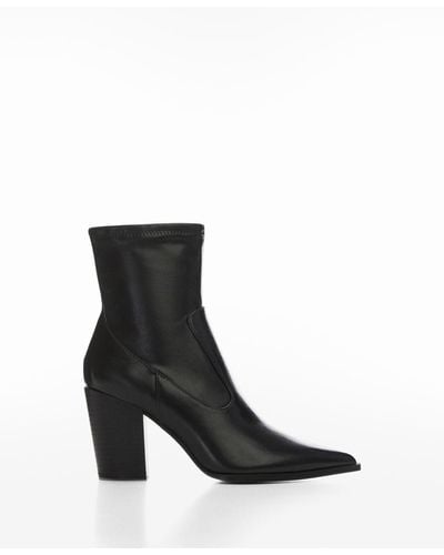 Mango Pointy Elasticated Ankle Boots - Black