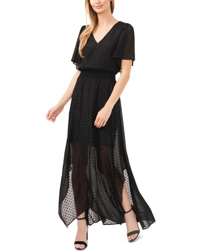 Cece Smocked Waist Flutter Sleeve Maxi Dress - Black