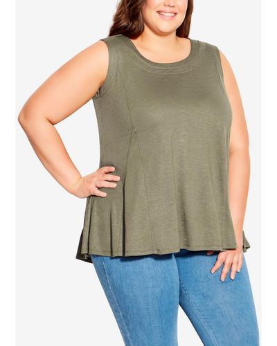 Avenue Plus Size Fit N Flare Tank Top - Green