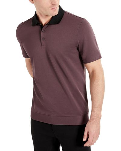 Kenneth Cole Short-sleeve Contrast-collar Polo - Purple