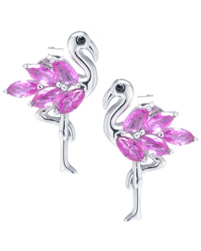 Giani Bernini Pink Cubic Zirconia Flamingo Earrings In Sterling Silver