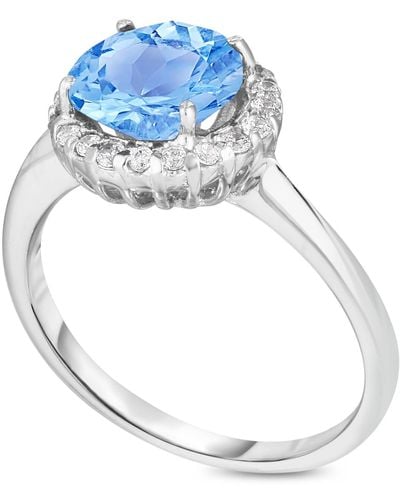 Macy's Birthstone Round Cubic Zirconia Halo Solitaire Ring - Blue